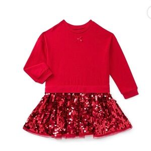 Red Sequin Skirt Dress